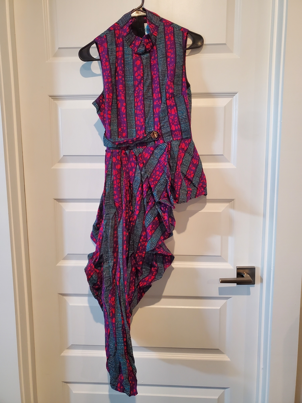 ME2 Makeover Essentials Pink & Blue Striped Asymmetrical Ruffle Dress